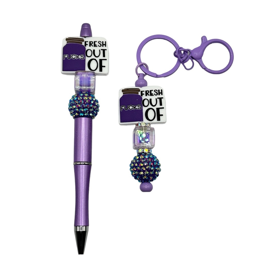 NEW FRESH OUT OF F BEAD PEN AND KEYCHAIN SET